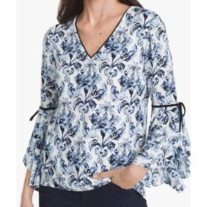 White House Black Market Blue Floral Blouse